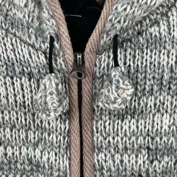 Women's Gray 100% Wool Hooded Knit Jacket | Size XL - Picture 10 of 10